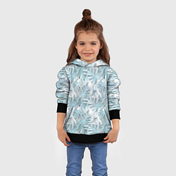 Толстовка-худи детская Голубые листья пальмы на белом, цвет: 3D-черный — фото 2