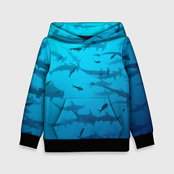 Толстовка-худи детская Акулы - океан, цвет: 3D-черный