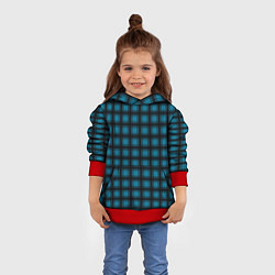 Толстовка-худи детская Black and blue plaid, цвет: 3D-красный — фото 2