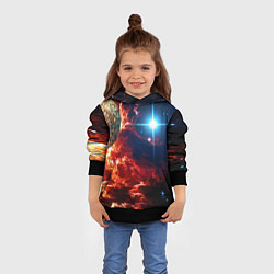 Толстовка-худи детская Яркая звезда в космическом пространстве, цвет: 3D-черный — фото 2