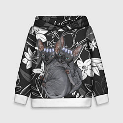 Толстовка-худи детская Милые сфинксы, цвет: 3D-белый