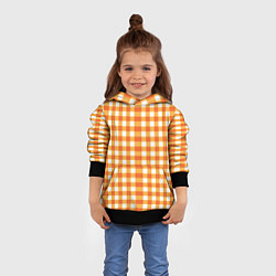 Толстовка-худи детская Бело-оранжевые квадратики, цвет: 3D-черный — фото 2