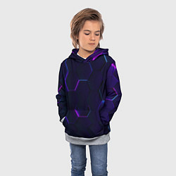 Толстовка-худи детская Фигурный фиолетовый фон, цвет: 3D-меланж — фото 2