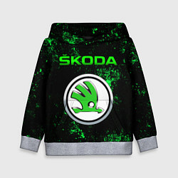 Толстовка-худи детская SKODA - ЗЕЛЕНЫЕ БРЫЗГИ, цвет: 3D-меланж
