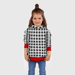 Толстовка-худи детская Black and white tartan check, цвет: 3D-красный — фото 2