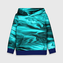 Толстовка-худи детская Неоновый бирюзовый мраморный узор, цвет: 3D-синий