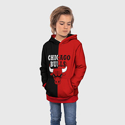 Толстовка-худи детская Чикаго Буллз black & red, цвет: 3D-красный — фото 2