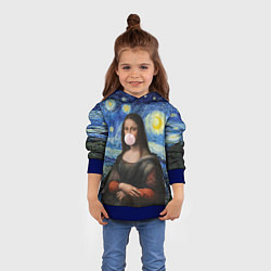 Толстовка-худи детская Мона Лиза Приколы - Звездная ночь, цвет: 3D-синий — фото 2
