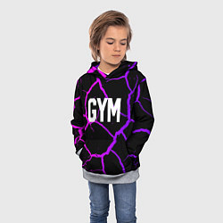 Толстовка-худи детская Gym - Трещины неоновые, цвет: 3D-меланж — фото 2