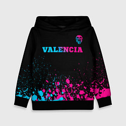 Толстовка-худи детская Valencia - neon gradient: символ сверху, цвет: 3D-черный