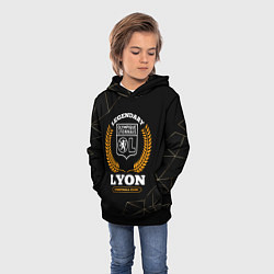 Толстовка-худи детская Лого Lyon и надпись legendary football club на тем, цвет: 3D-черный — фото 2