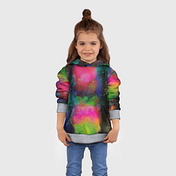 Толстовка-худи детская Разноцветные брызги кляксы, цвет: 3D-меланж — фото 2