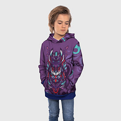 Толстовка-худи детская Японский стиль- узорная маска, цвет: 3D-синий — фото 2