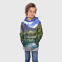 Толстовка-худи детская Прозрачное горное озеро, цвет: 3D-меланж — фото 2