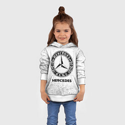 Толстовка-худи детская Mercedes с потертостями на светлом фоне, цвет: 3D-белый — фото 2