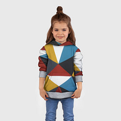 Толстовка-худи детская Абстрактный набор разноцветных геометрических фигу, цвет: 3D-меланж — фото 2