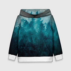 Толстовка-худи детская Темный хвойный лес, цвет: 3D-белый