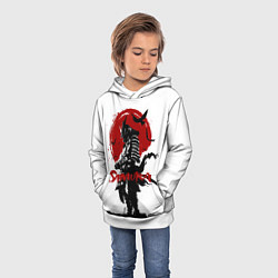 Толстовка-худи детская Самурай и Красное Солнце, цвет: 3D-белый — фото 2