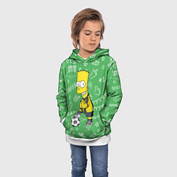 Толстовка-худи детская Барт Симпсон - крутой футболист!, цвет: 3D-белый — фото 2