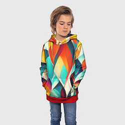 Толстовка-худи детская Красивые многоцветные узоры, цвет: 3D-красный — фото 2