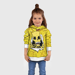 Толстовка-худи детская Скелет Барта Симпсона разрывает штукатурку стены, цвет: 3D-белый — фото 2