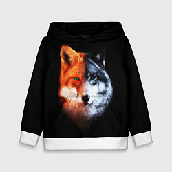 Толстовка-худи детская Волк и Лисица, цвет: 3D-белый