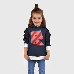Толстовка-худи детская Roblox red - Роблокс полосатый логотип, цвет: 3D-белый — фото 2