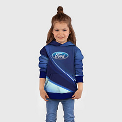 Толстовка-худи детская Ford - абстракция, цвет: 3D-синий — фото 2