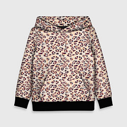Толстовка-худи детская Коричневый с бежевым леопардовый узор, цвет: 3D-черный