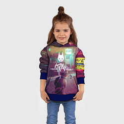 Толстовка-худи детская Stray - котик - neon, цвет: 3D-синий — фото 2