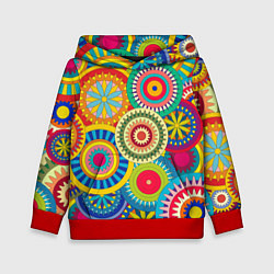 Толстовка-худи детская Мандала-Цветы, цвет: 3D-красный
