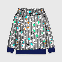 Толстовка-худи детская Abstract pattern on striped gray background, цвет: 3D-синий