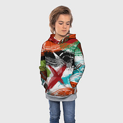 Толстовка-худи детская Мазки кистью по холсту цветной краской abstraction, цвет: 3D-меланж — фото 2