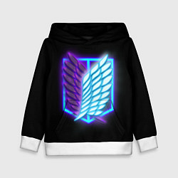 Толстовка-худи детская Attack on Titan neon logo, цвет: 3D-белый