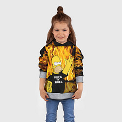 Толстовка-худи детская Homer Simpson - Rock n Roll!, цвет: 3D-меланж — фото 2