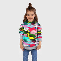 Толстовка-худи детская Абстрактный многоцветный неоновый узор, цвет: 3D-меланж — фото 2