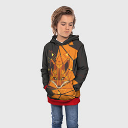 Толстовка-худи детская Голова лисы в мозаике, цвет: 3D-красный — фото 2