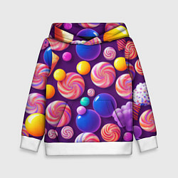 Толстовка-худи детская Сладости для радости, цвет: 3D-белый