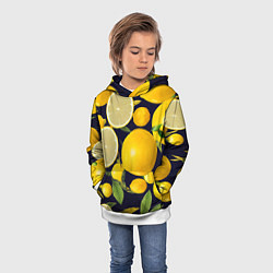 Толстовка-худи детская Лимонные дольки, цвет: 3D-белый — фото 2