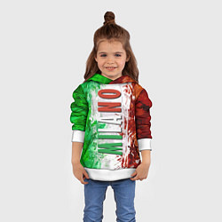 Толстовка-худи детская Флаг Италии - кляксы, цвет: 3D-белый — фото 2