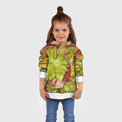 Толстовка-худи детская Осенние листья клёна - паттерн, цвет: 3D-белый — фото 2