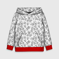 Толстовка-худи детская Череп штрихованный, цвет: 3D-красный