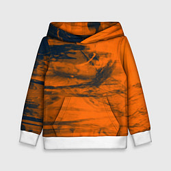 Толстовка-худи детская Абстрактная оранжевая поверхность и чёрные тени, цвет: 3D-белый