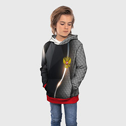 Толстовка-худи детская Герб РФ киберпанк, цвет: 3D-красный — фото 2