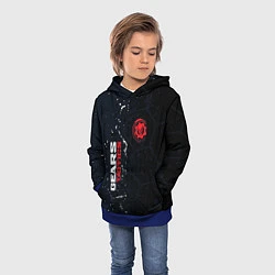 Толстовка-худи детская Gears of War красно-белой лого на темном фоне, цвет: 3D-синий — фото 2