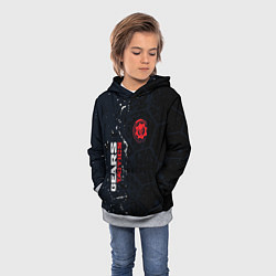 Толстовка-худи детская Gears of War красно-белой лого на темном фоне, цвет: 3D-меланж — фото 2