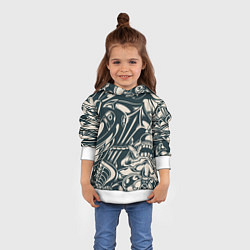 Толстовка-худи детская Японская тату текстура, цвет: 3D-белый — фото 2