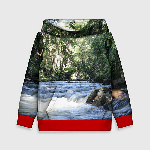 Детская толстовка Течёт река в лесу / 3D-Красный – фото 1