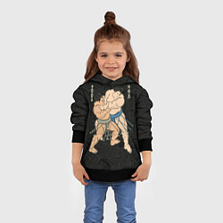 Толстовка-худи детская Сумо, цвет: 3D-черный — фото 2