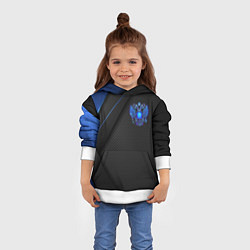 Толстовка-худи детская Черно-синий герб России, цвет: 3D-белый — фото 2